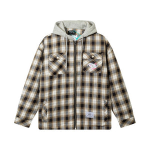 Color Matching Plaid Cotton Coat