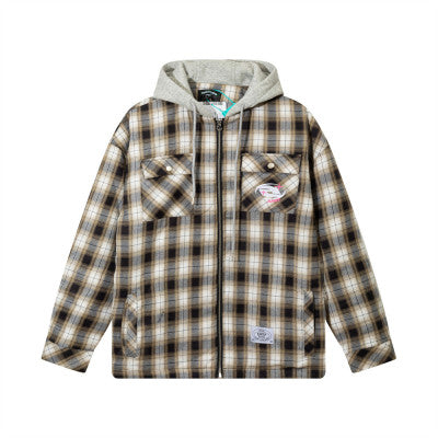 Color Matching Plaid Cotton Coat