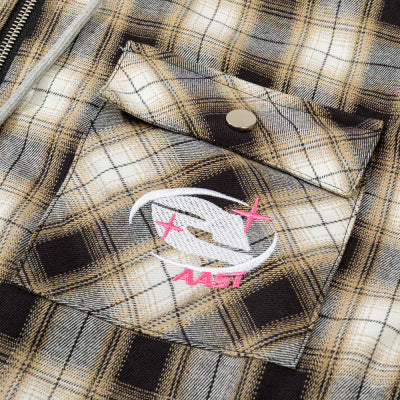 Color Matching Plaid Cotton Coat